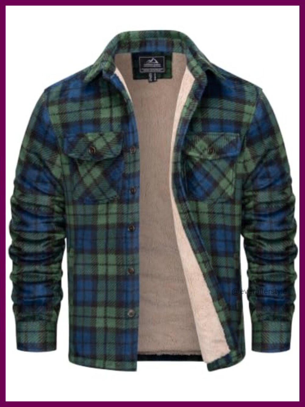 Men's Plaid Flannel Shirt Jacket Sherpa Lined Fleece Coat with Pockets